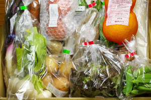 2月4日の無施肥無農薬栽培と自然栽培の定期宅配Lセット/玉ねぎ、ニンジン、三浦大根、サツマイモ、スナップエンドウ、ジャガイモ(出島)、ゴボウ、小かぶ、日野菜、小松菜、椎茸、伊予柑、トマト、サニーレタス